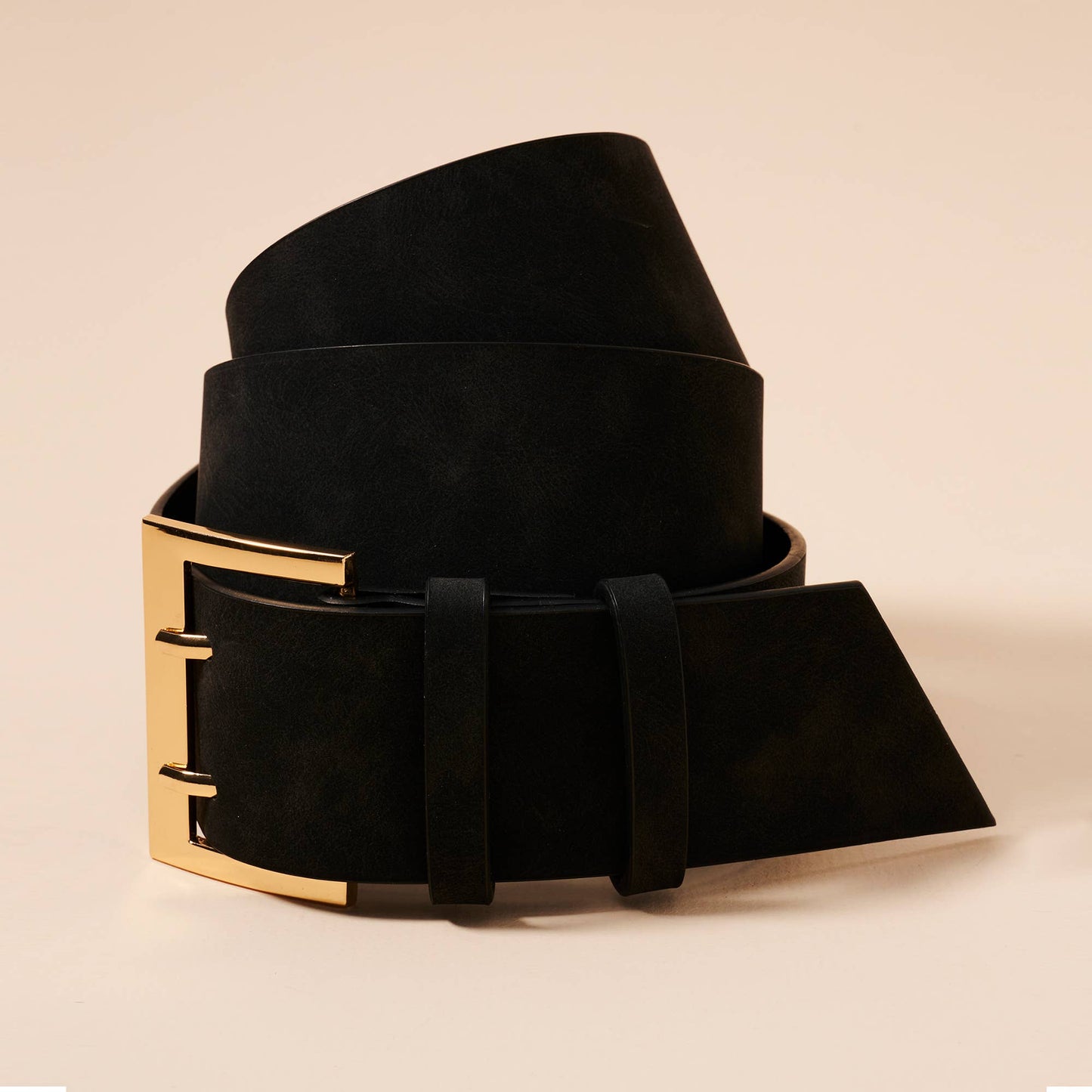 Wide Suede Waist Belt Black