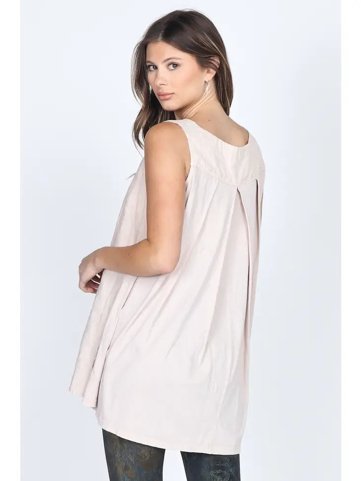Mineral Wash Sleeveless Linen Tunic