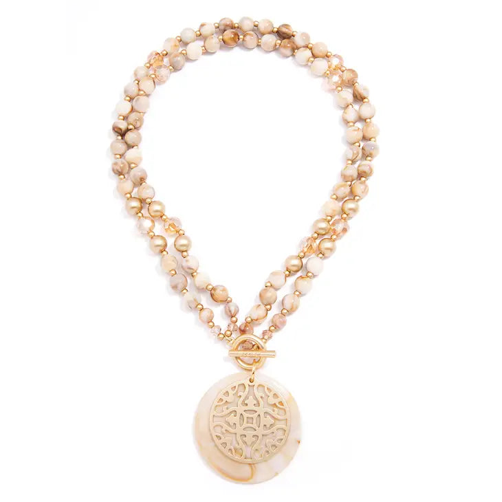Marble Resin Beaded Pendent Necklace