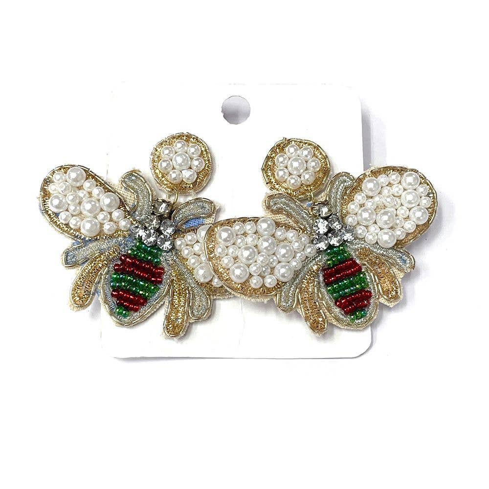 White Bee Earrings