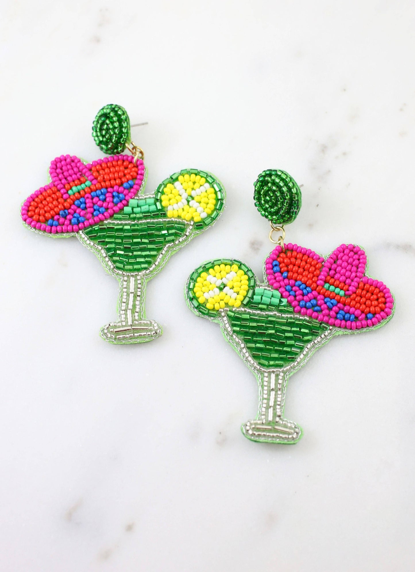 Margarita Glass with Sombrero Earring GREEN