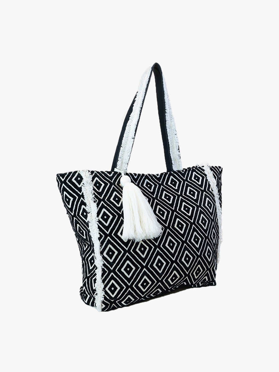 Diamond Print Cotton Tote