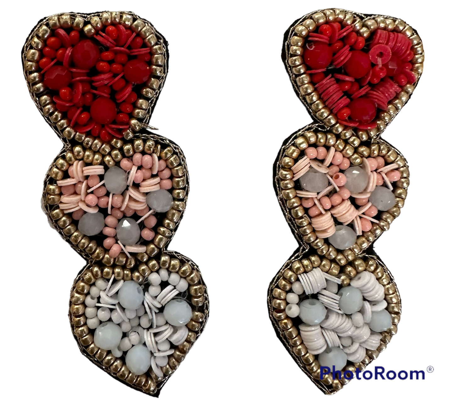 3 Heart beaded Earring