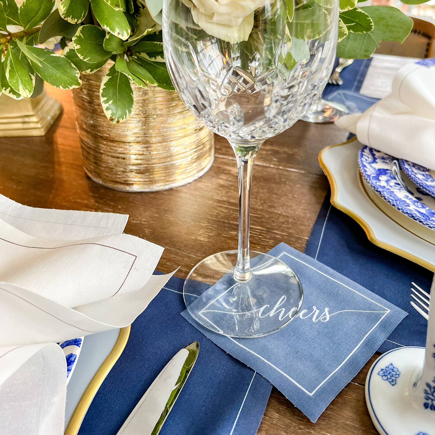 Mystic Blue Disposable Cotton Cocktail Napkin