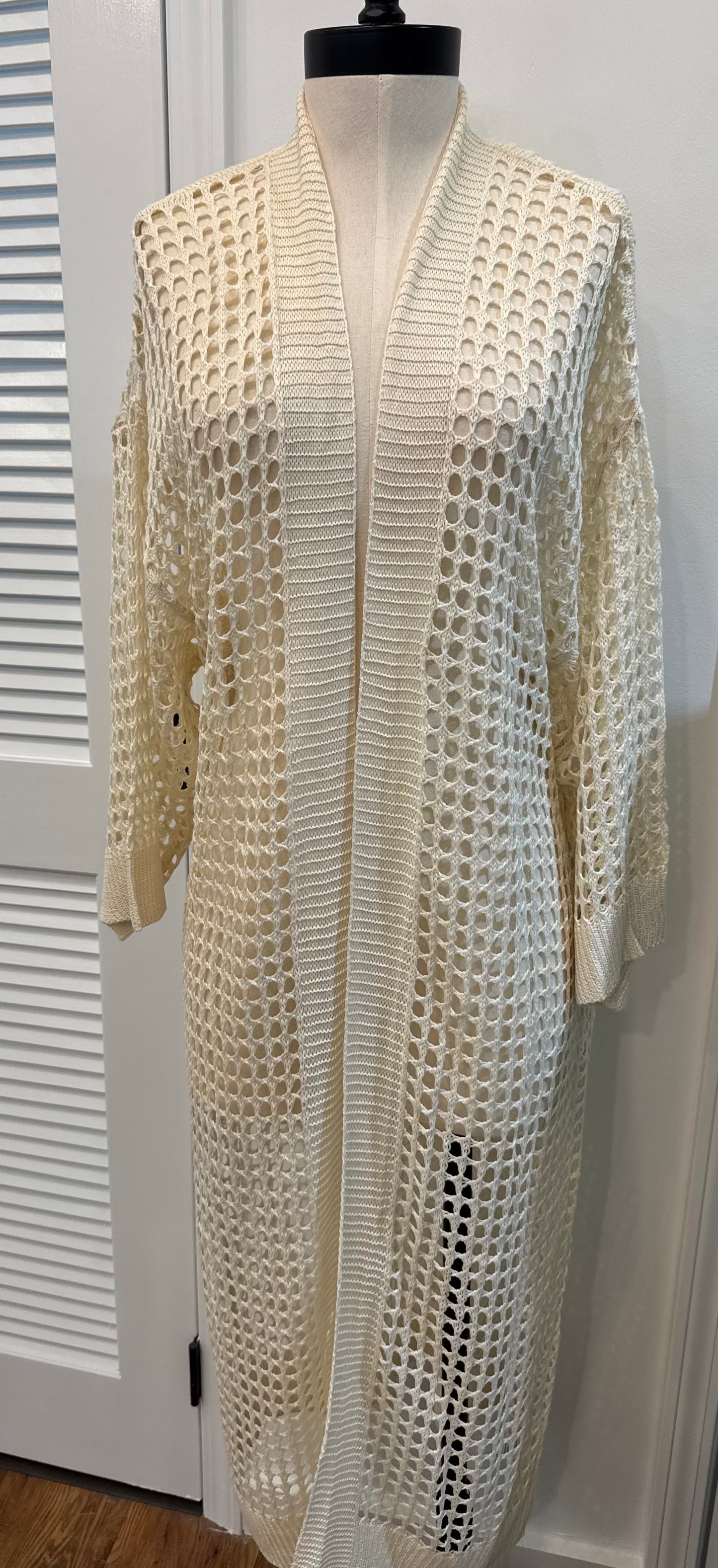 Open Knit Kimono Sleeve Cardigan