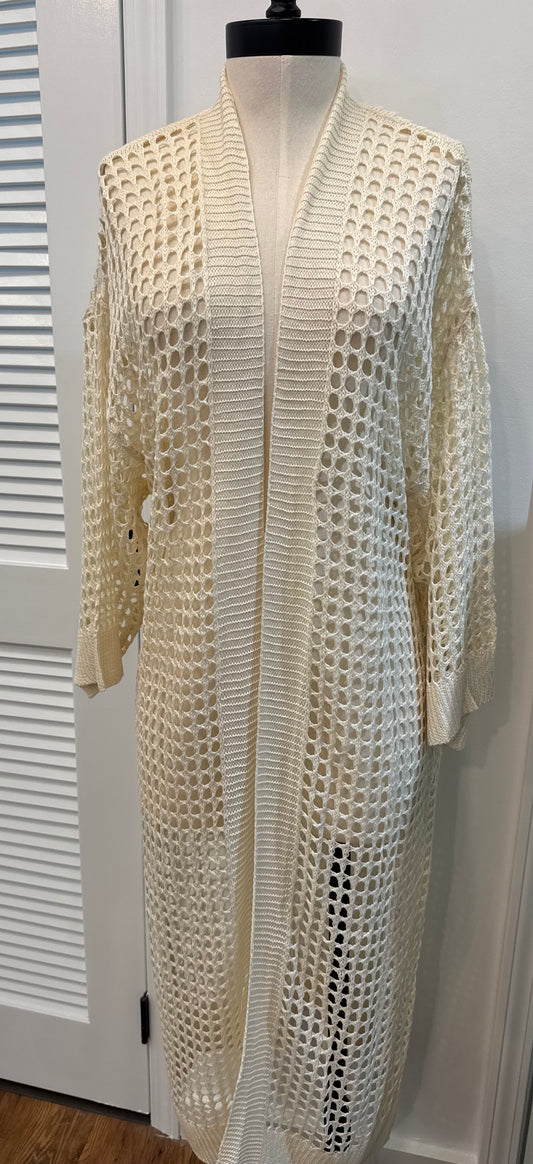 Open Knit Kimono Sleeve Cardigan