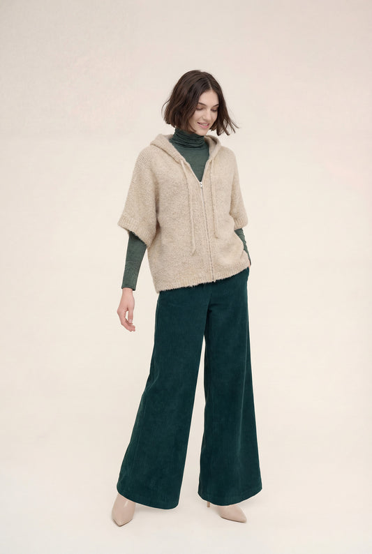 Hooded Short Sleeve Sweater