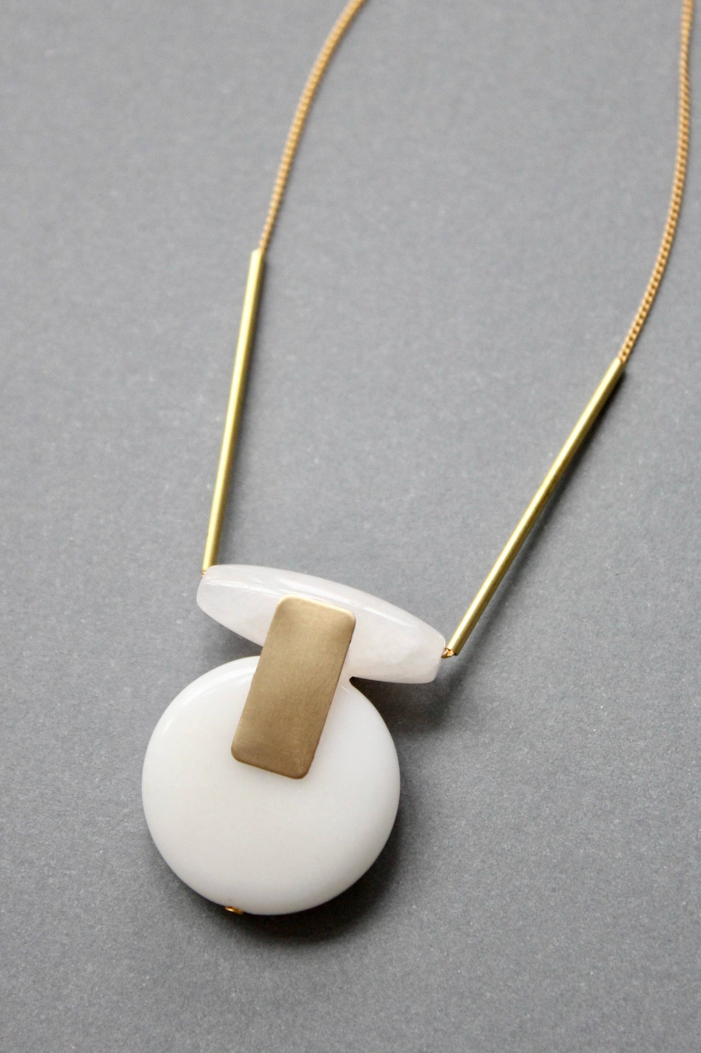 Ida white stone geometric necklace