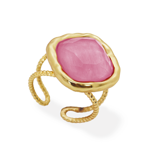 Bezel Iridescent Glass Ring