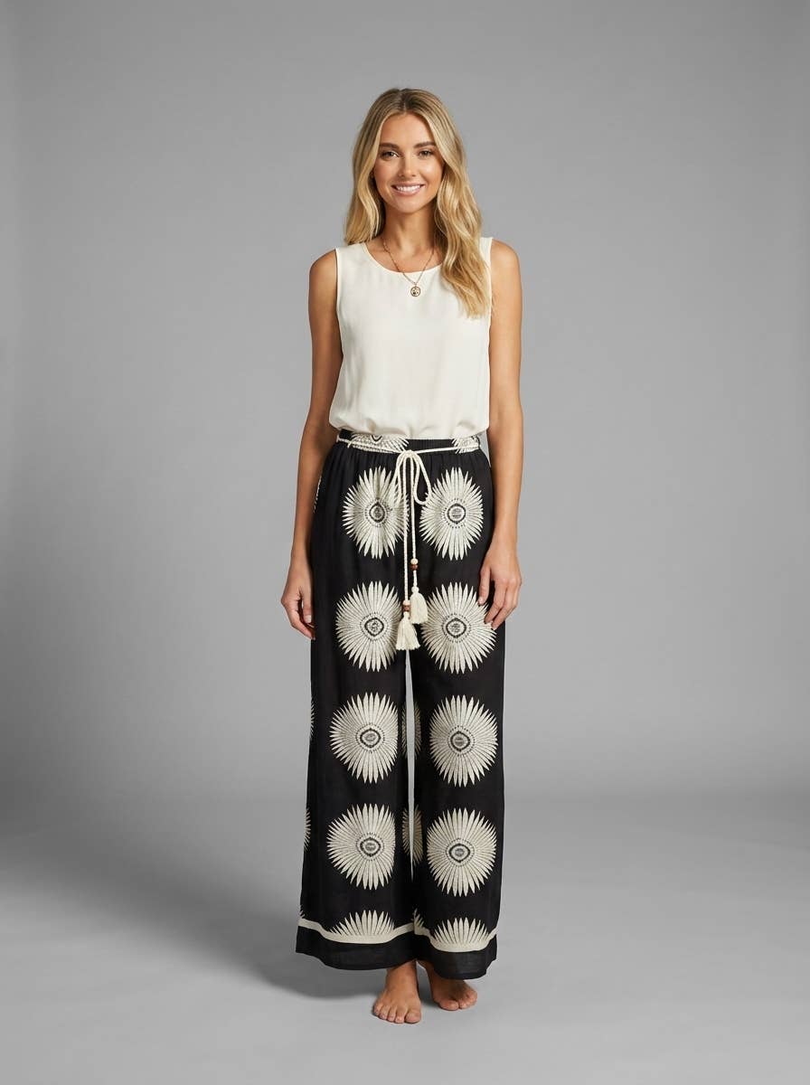 Lunar Bloom Wide Leg Pants: LUNAR BLOOM / L