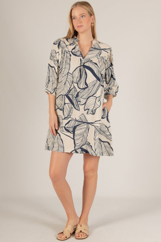 Leaf Print Gauze Dress