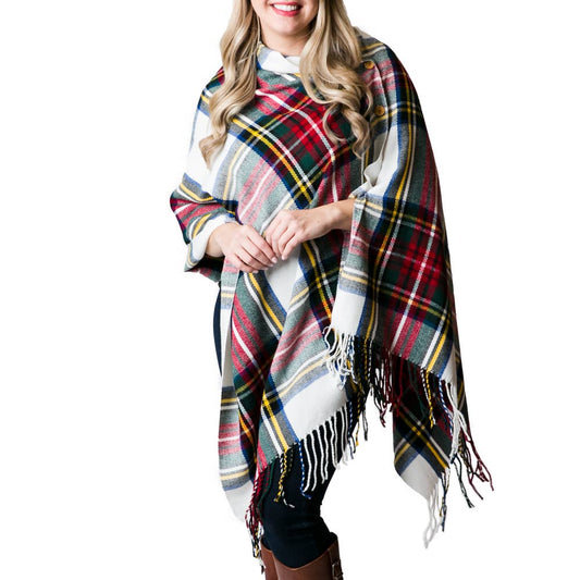 3-In-1 Plaid Wrap White Multi Plaid