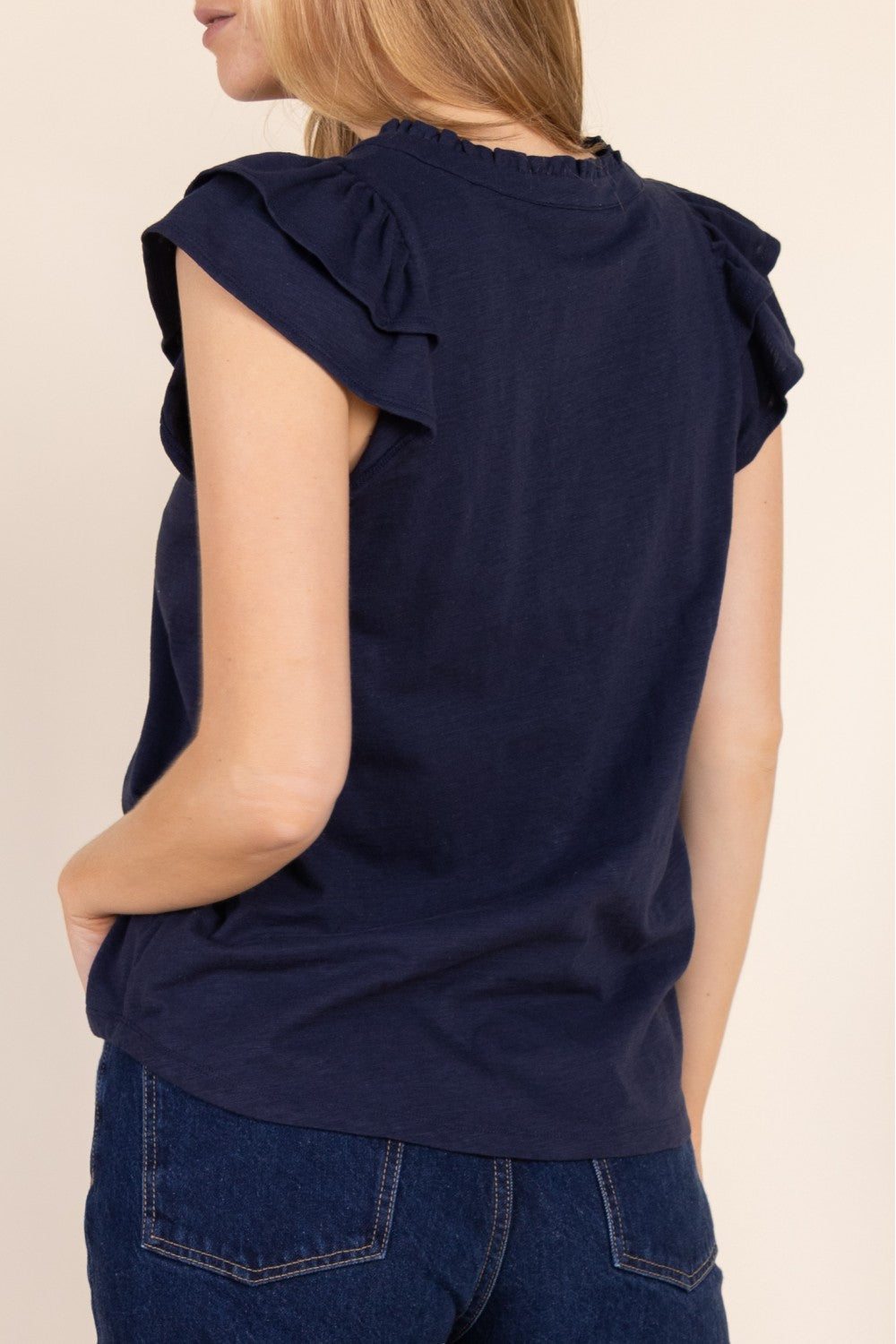 Cotton Slub Flutter Sleeve Tee