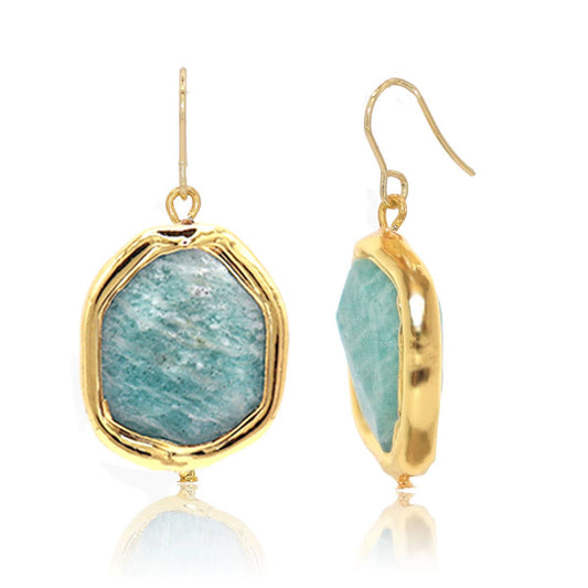 Elegant Amazonite Stone Drop Earrings – Natural Chic Style