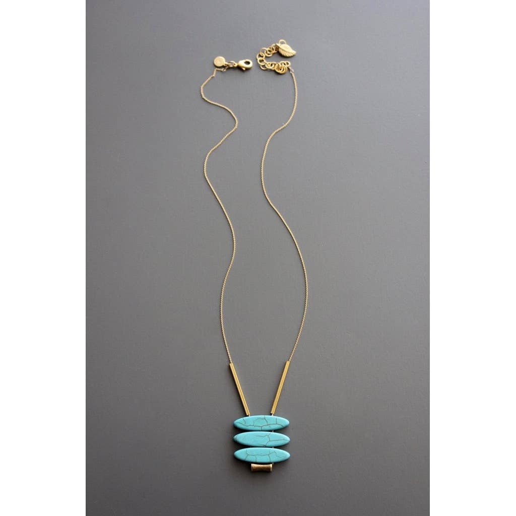 Geometric turquoise ellipse pendant necklace