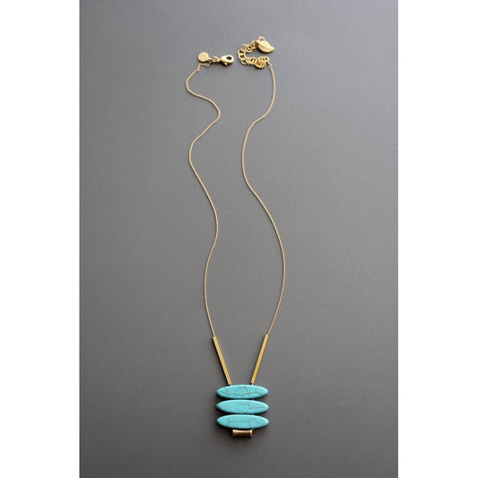 Geometric turquoise ellipse pendant necklace