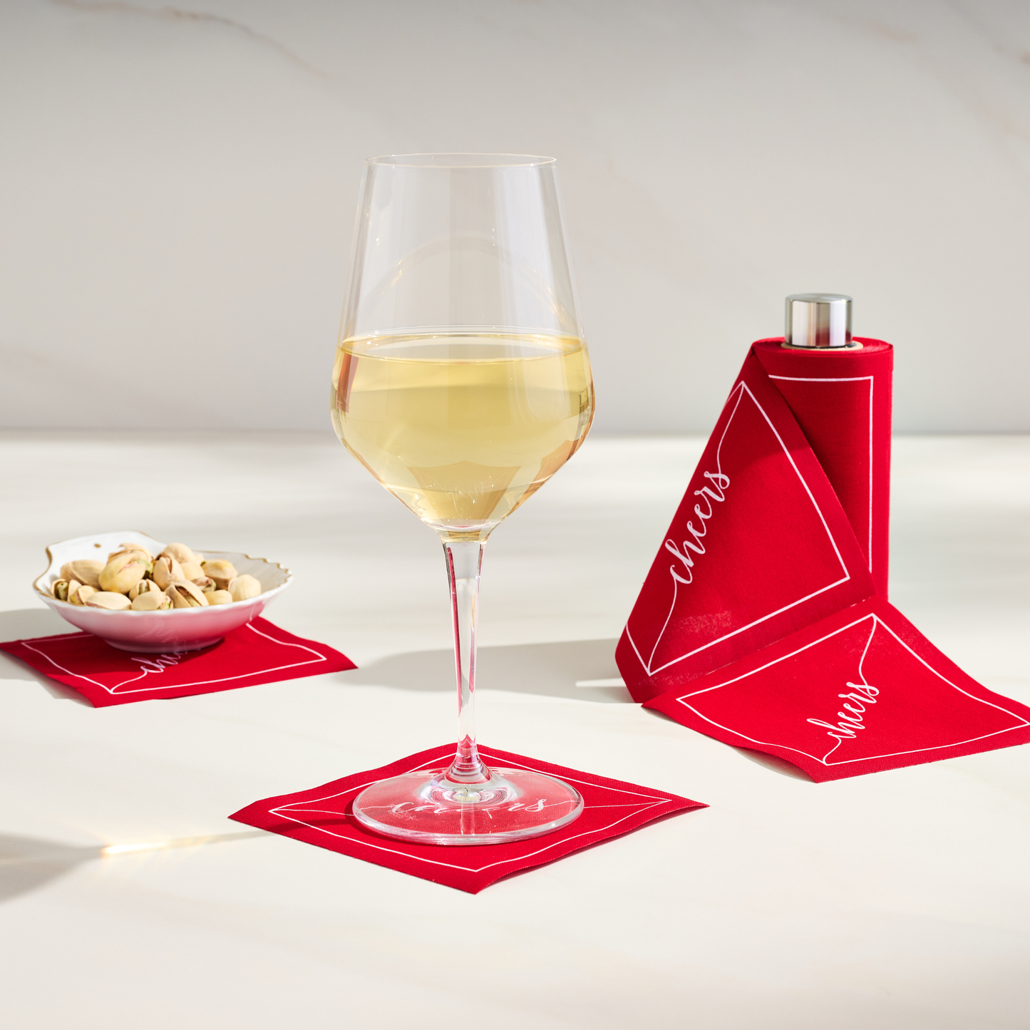 Red Cheers Disposable Cotton Cocktail Napkins