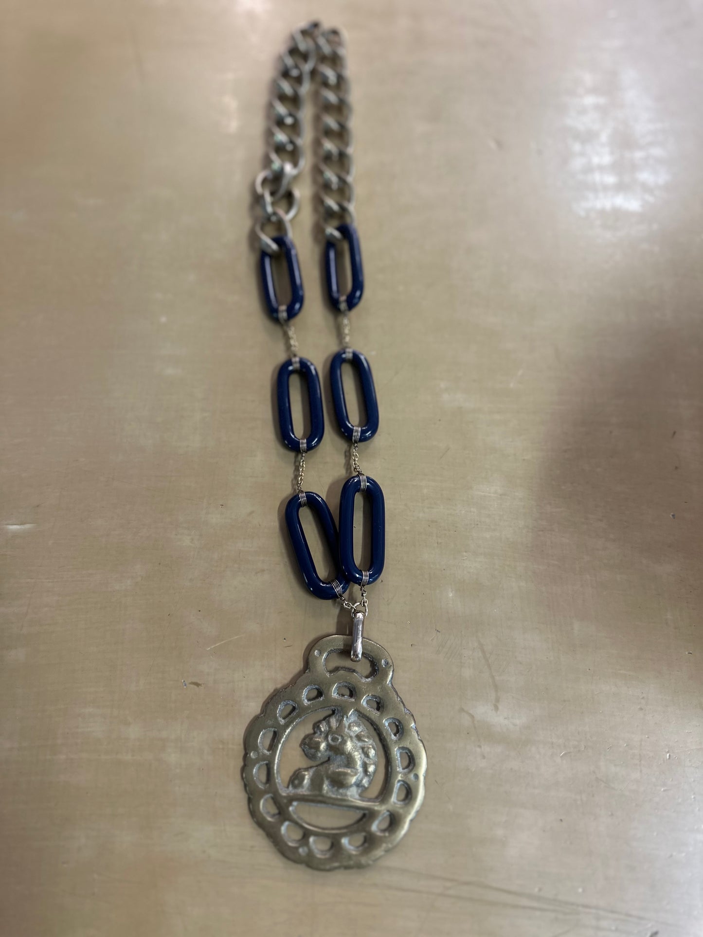 Navy Link with Horse Medallion