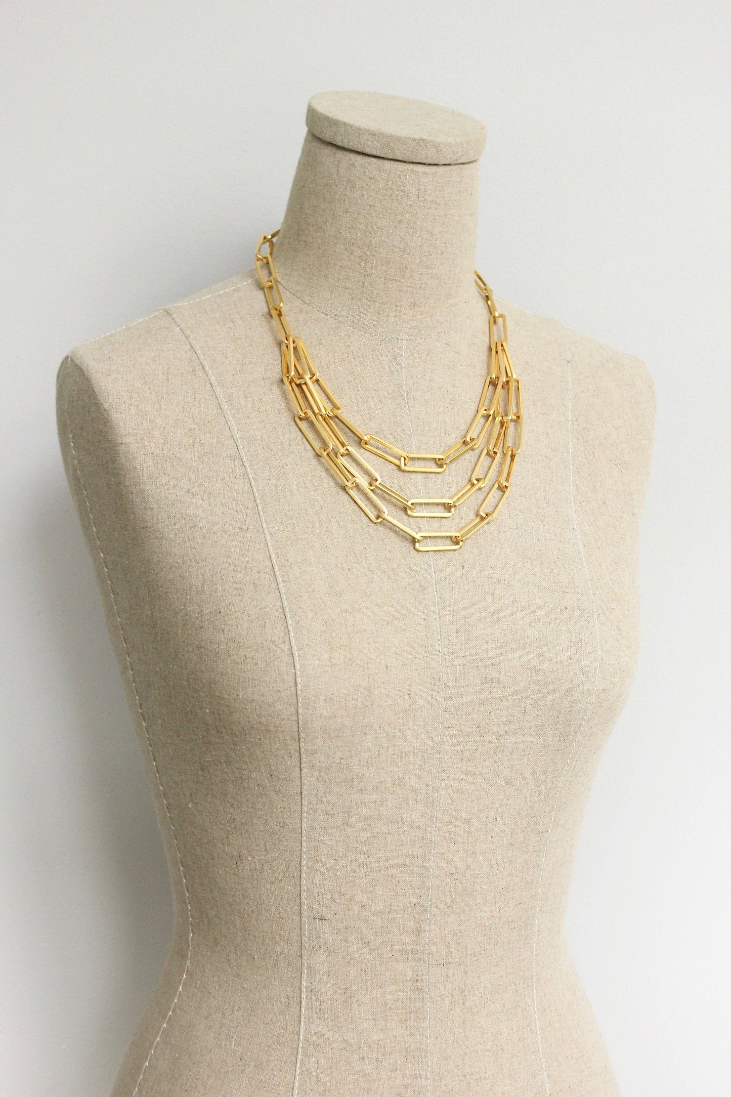 Layered paperclip chain necklace