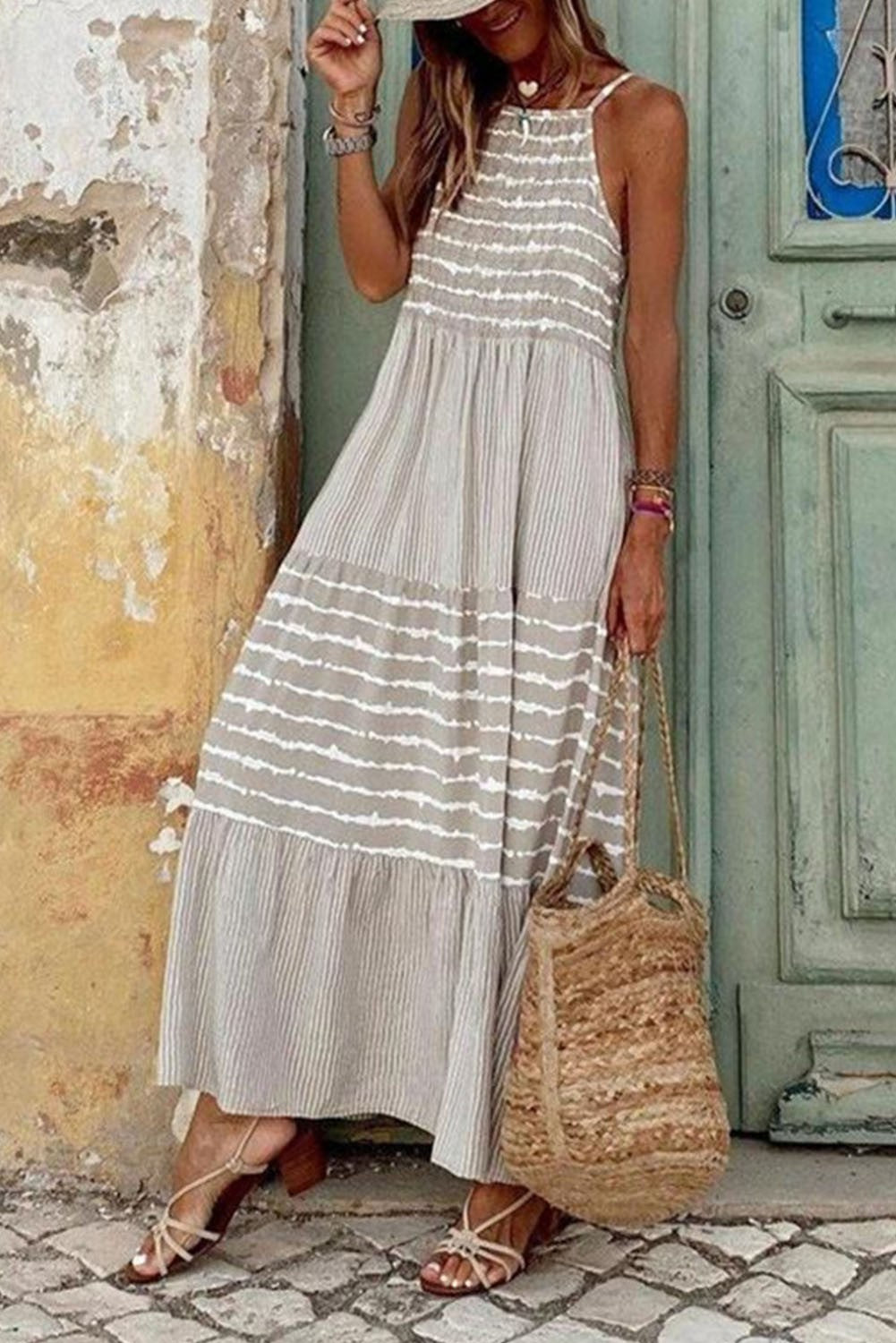 Bohemian Stripe Long Dress