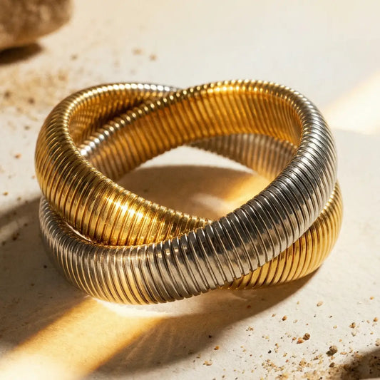 Twisted Spiral Two-Tone Bracelet