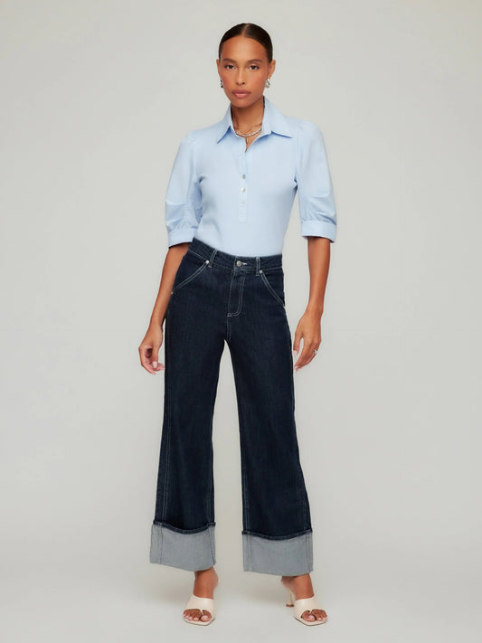 Camden Contrast Pleat Sleeve Henley Top