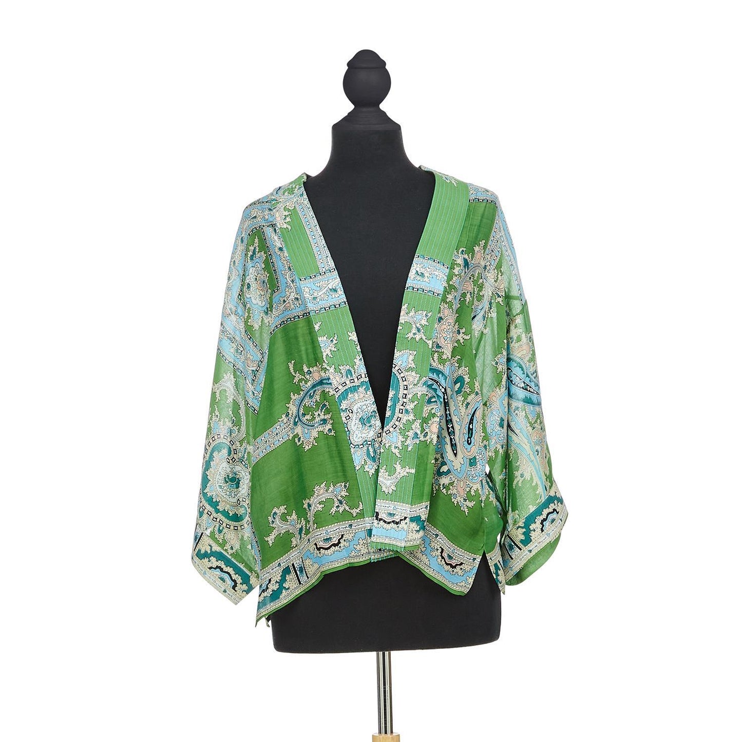 Handkerchief Print Green Short Kimono