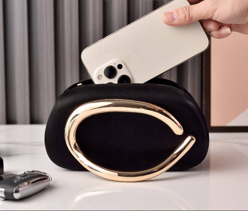 Clutch Bag with Gold Handle