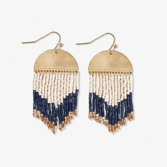 Claudia Curved Short Beaded Fringe Earrings