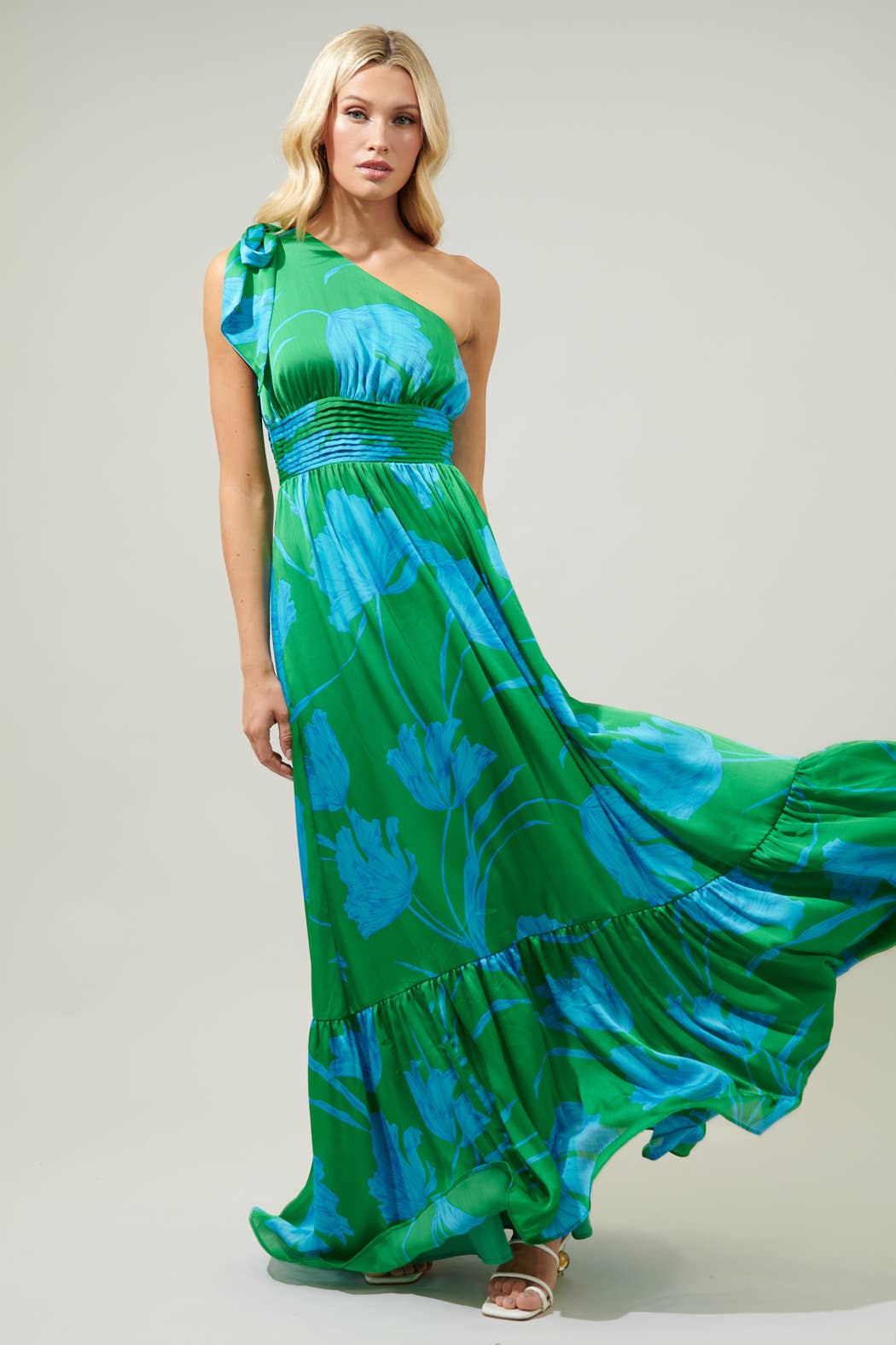 Seamoss Floral One Shoulder Maxi Dress
