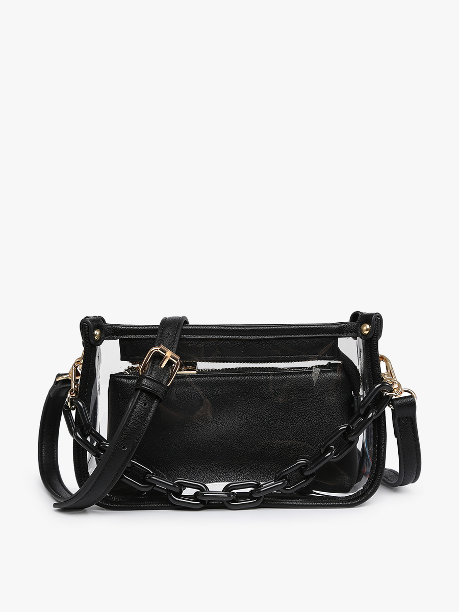 Black Stadium Clear Crossbody Bag – Chain Strap