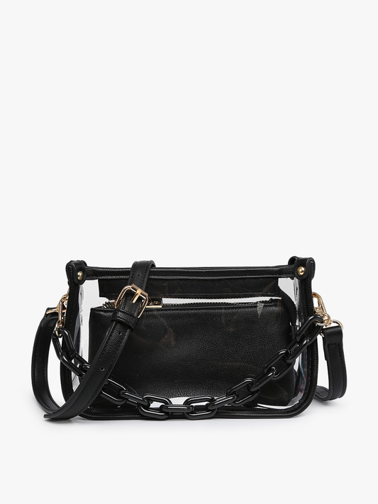 Black Stadium Clear Crossbody Bag – Chain Strap