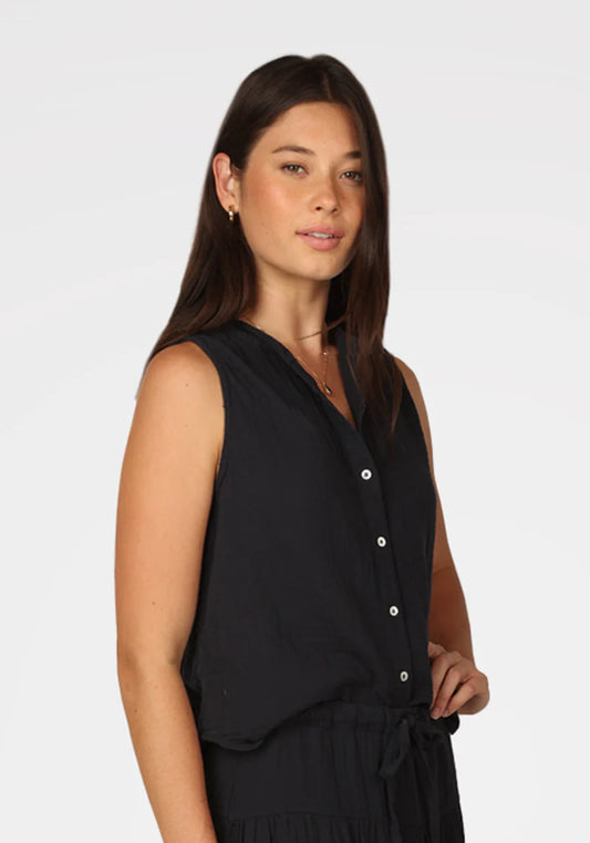 Sleeveless Button Front Top