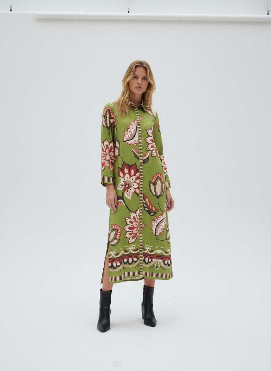 Olive Floral Dress