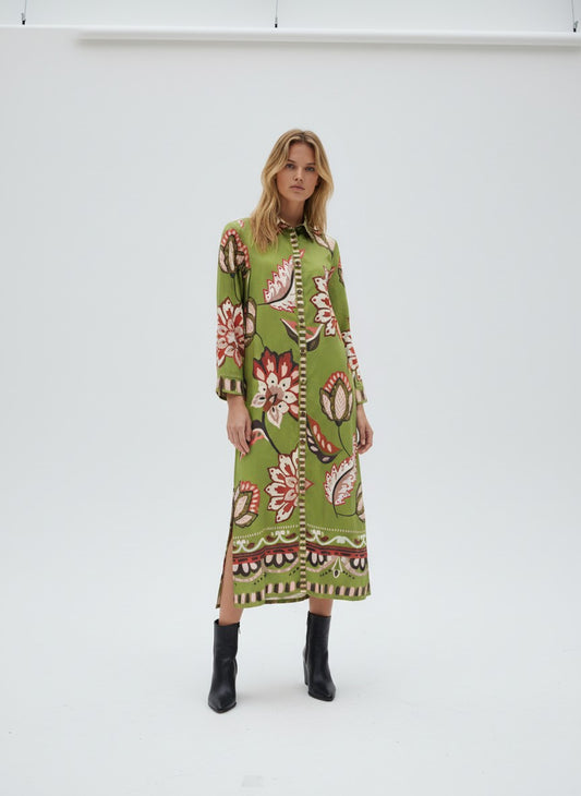 Olive Floral Dress