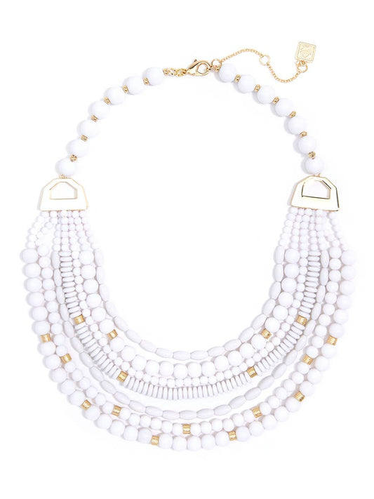 Mixed Beads Layered Bib Necklace
