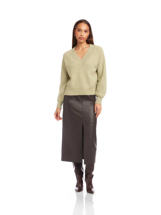 Heather Green V Neck Sweater