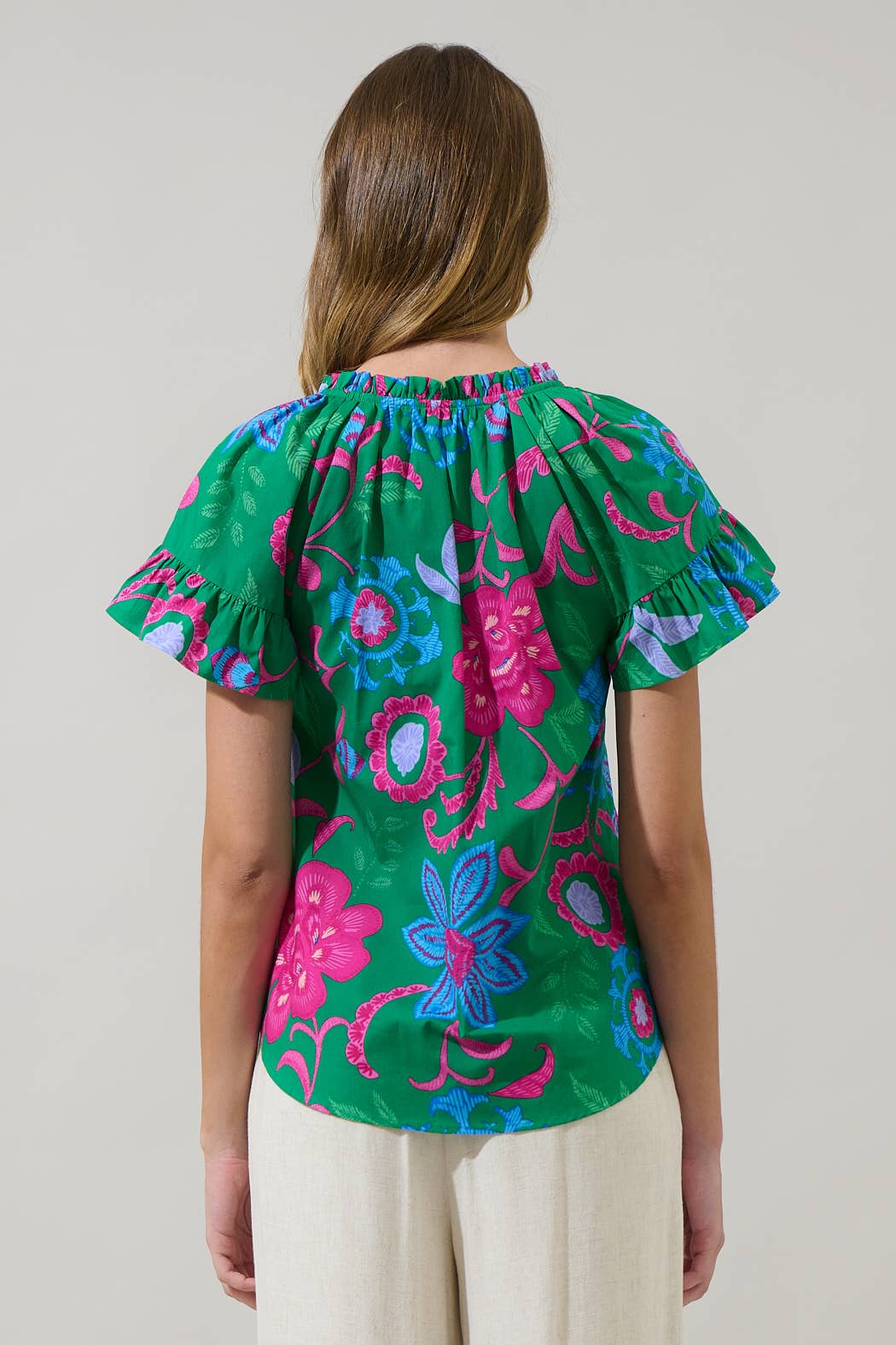 Cabina Floral Macy Ruffle Top