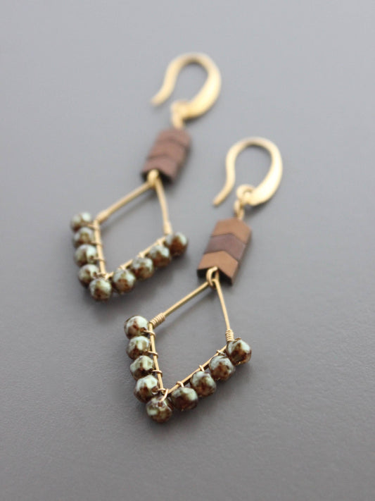 Geometric Glass Pearl and Hematite Earrings