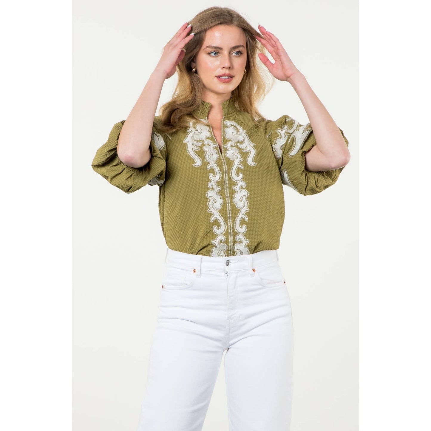 Eliza Embroidered Puff Sleeve Top