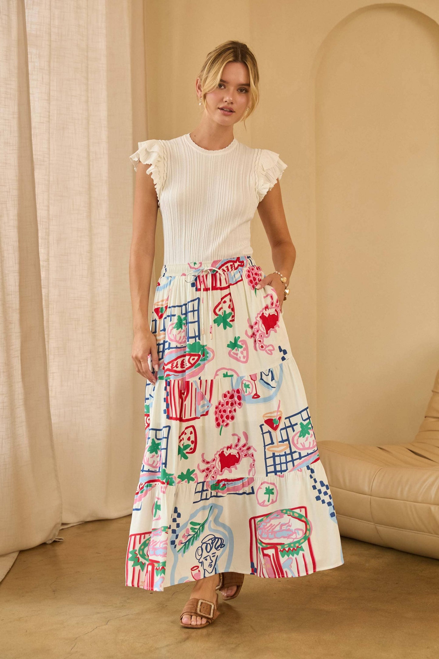 Mara Tiered Midi Skirt