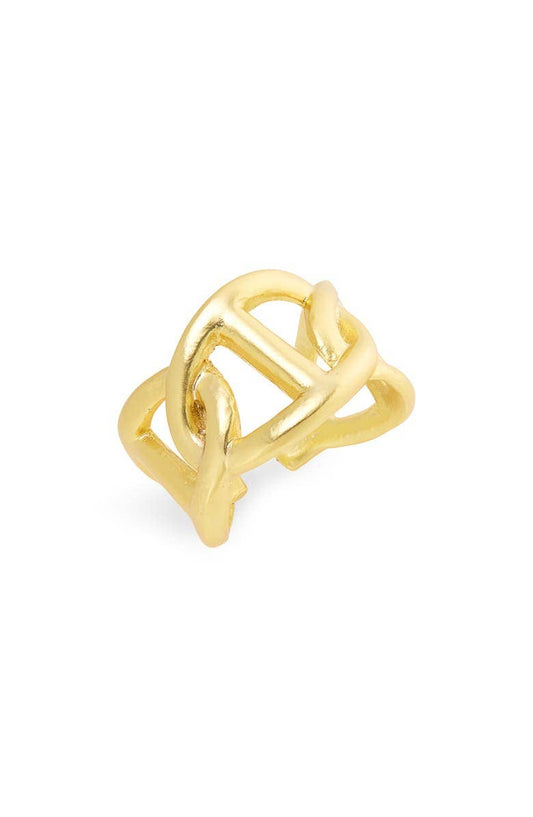 Oversized Link Stiff Ring - Bold Design: Gold