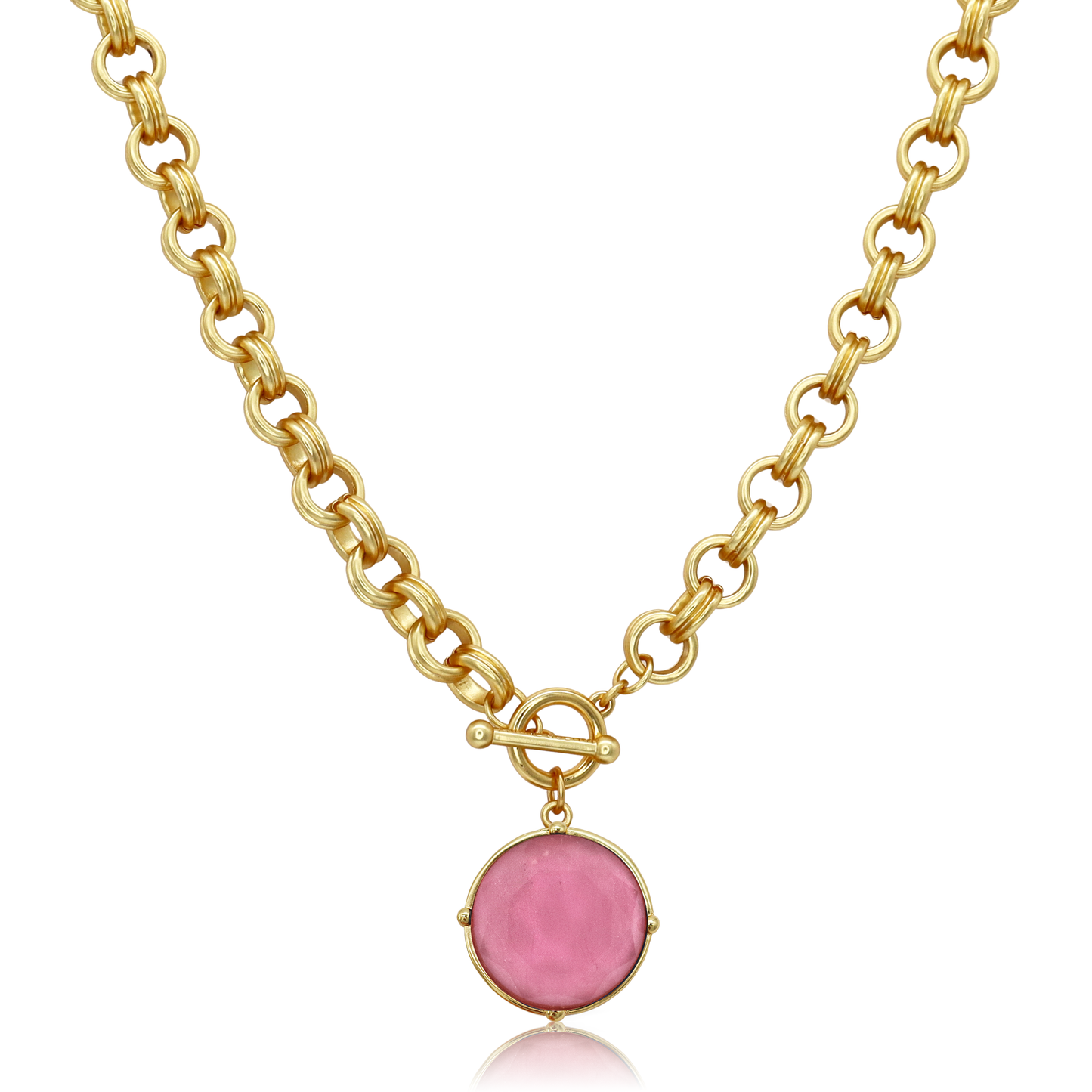 Cabochon Pink Pendant Necklace