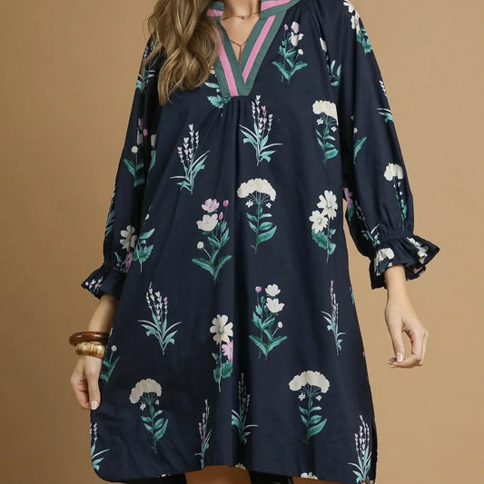 Navy Floral Dress