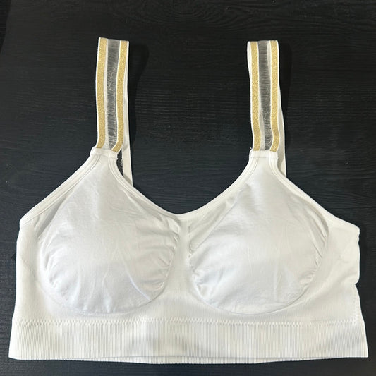 White Bra with Gold Sheer Strap