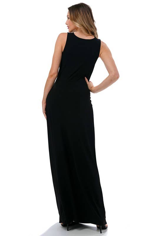 Plunging Neckline Twisted Front Maxi Dress