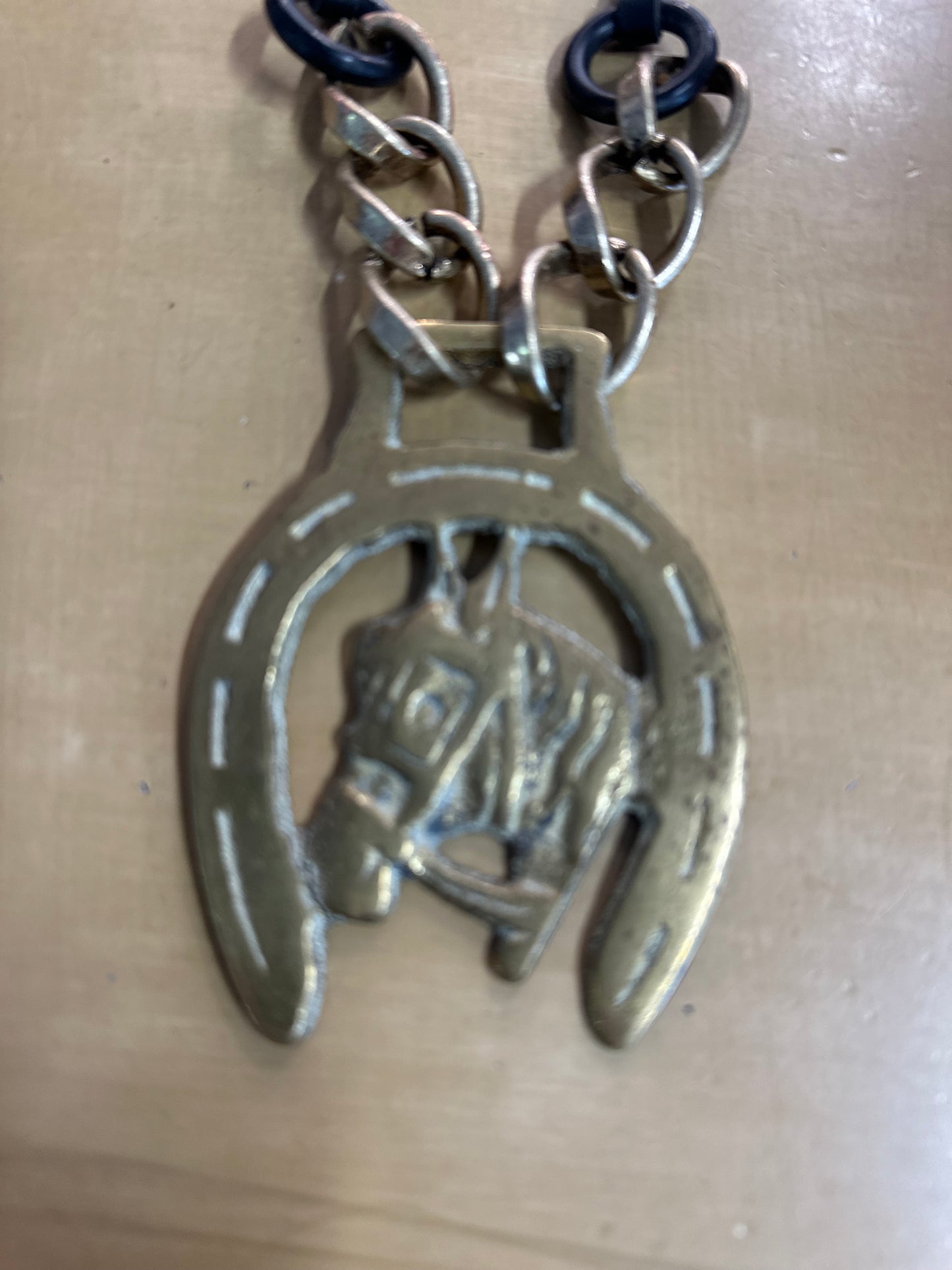 Horse Shoe and Horse Medallion with Leather Necklace