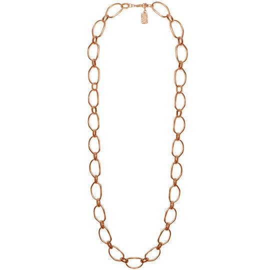 Irregular Link Long Chain - Necklace - Jewelry: Gold