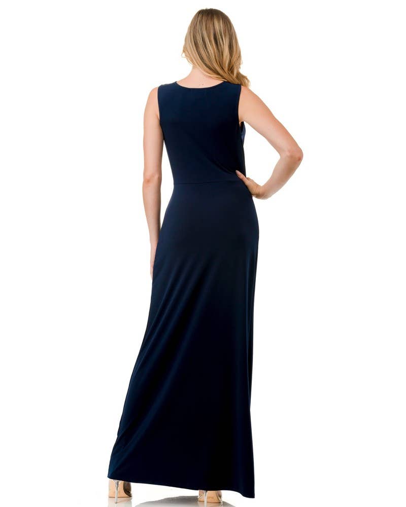 Plunging Neckline Twisted Front Maxi Dress