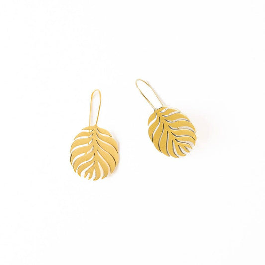 Camila Round Open Palm Leaf Earrings